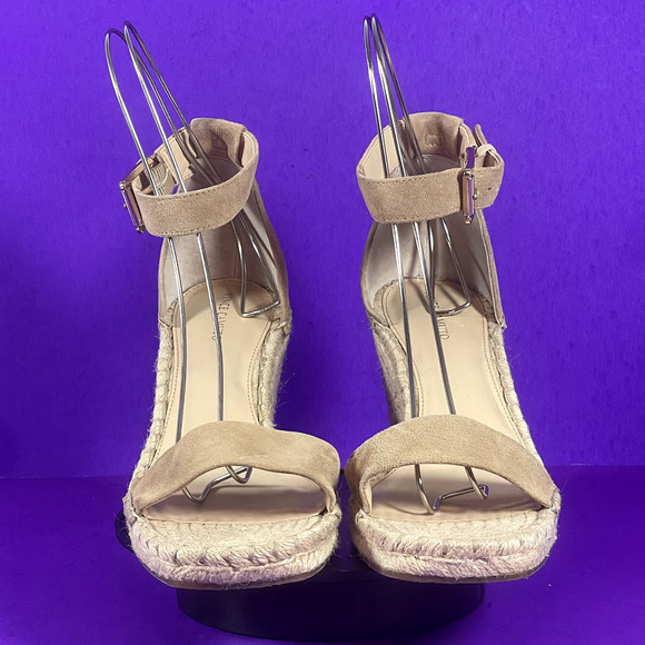 Vince Camuto‎ Womens 11 Beige Suede Meddrina Ankle Strap Espadrille Wedge Sandal - Picture 2 of 10